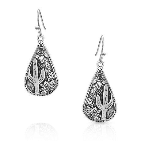 Montana Silversmiths Cradled Cactus Teardrop Earrings