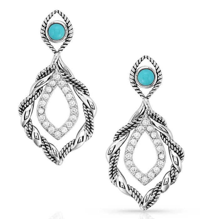 Montana Silversmiths Twisted In Time Crystal Turquoise Earrings