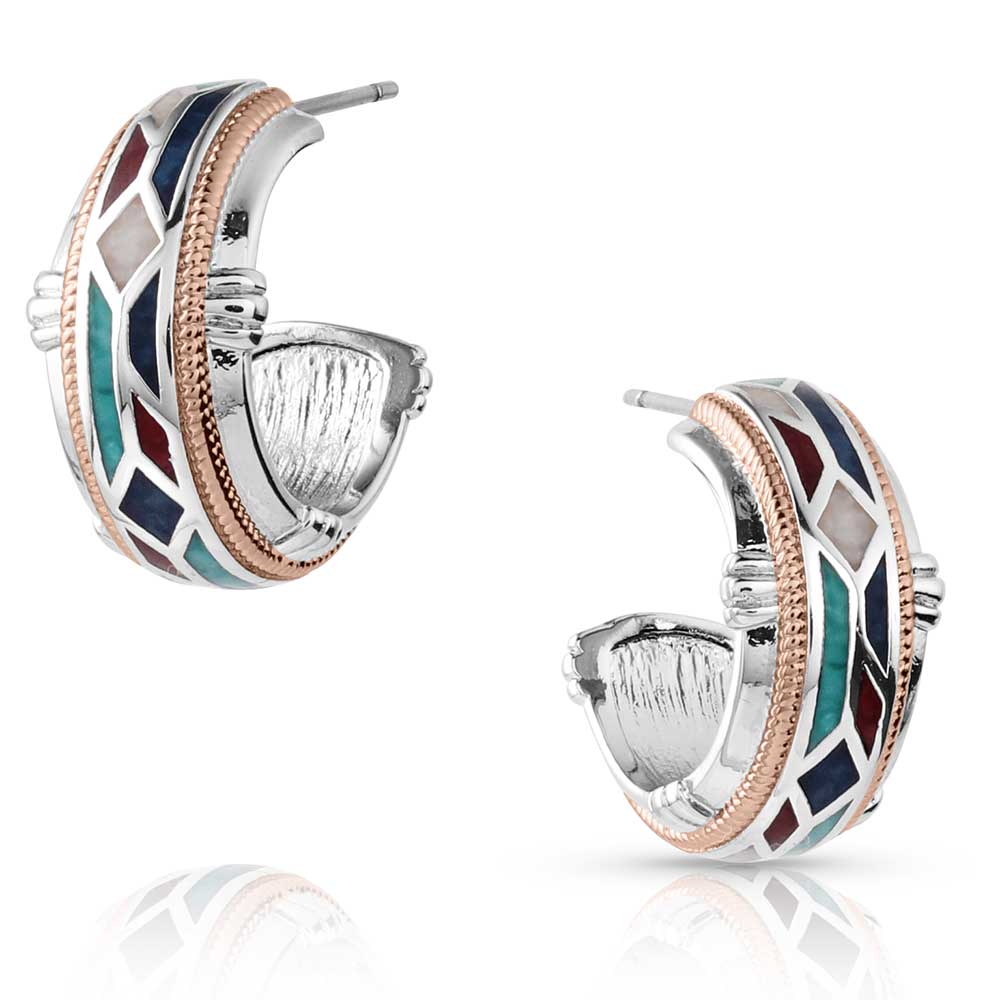 Montana Silversmiths Western Mosaic Hoop Earrings