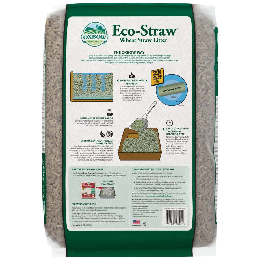 Oxbow Animal Health Eco-Straw Wheat Straw Litter Pellet - 20lb.