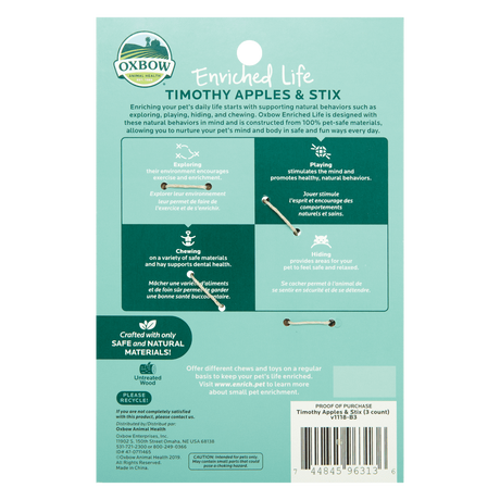 Oxbow Animal Health Enriched Life Timothy Apples & Stix Chews