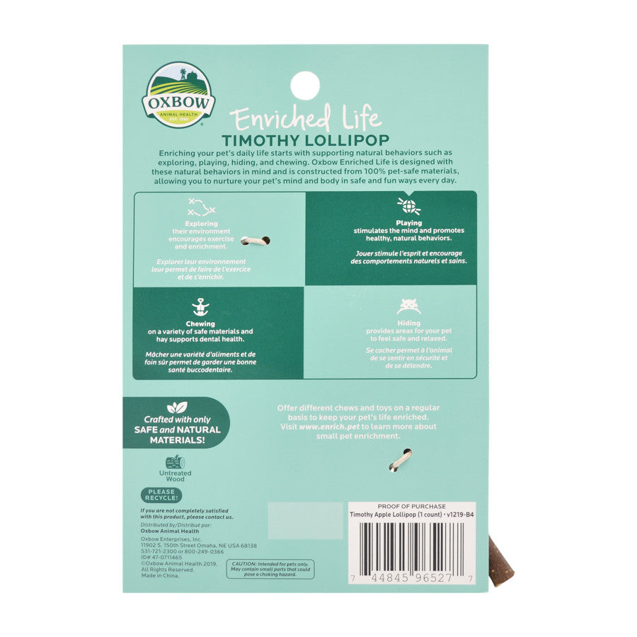 Oxbow Animal Health Enriched Life Timothy Lollipop - Apple