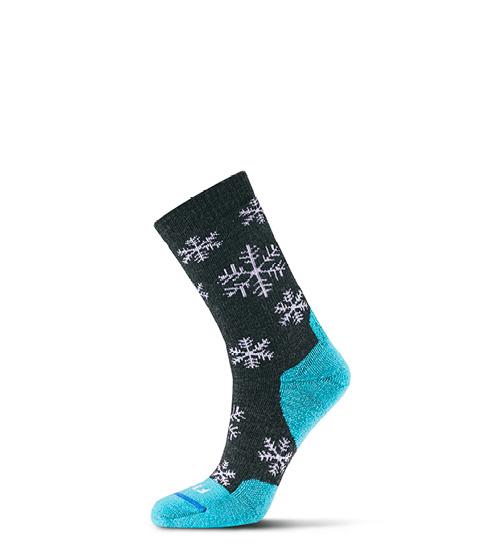 Fits Medium Hiker Snowflake Crew Sock Charcoal/Scuba Blue