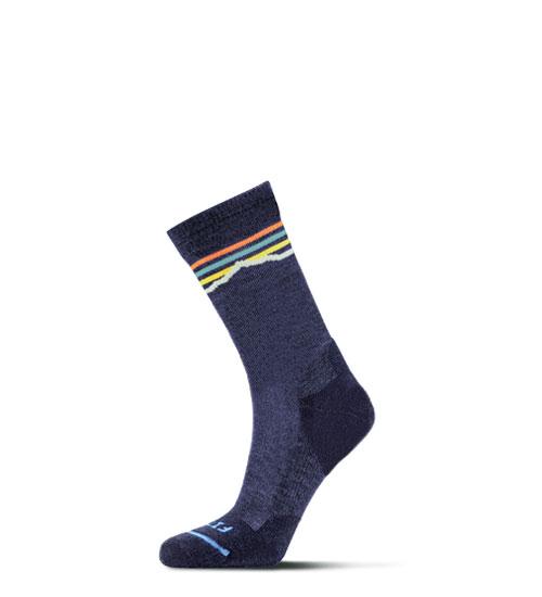 Fits Light Hiker Mountainscape Crew Sock Denim