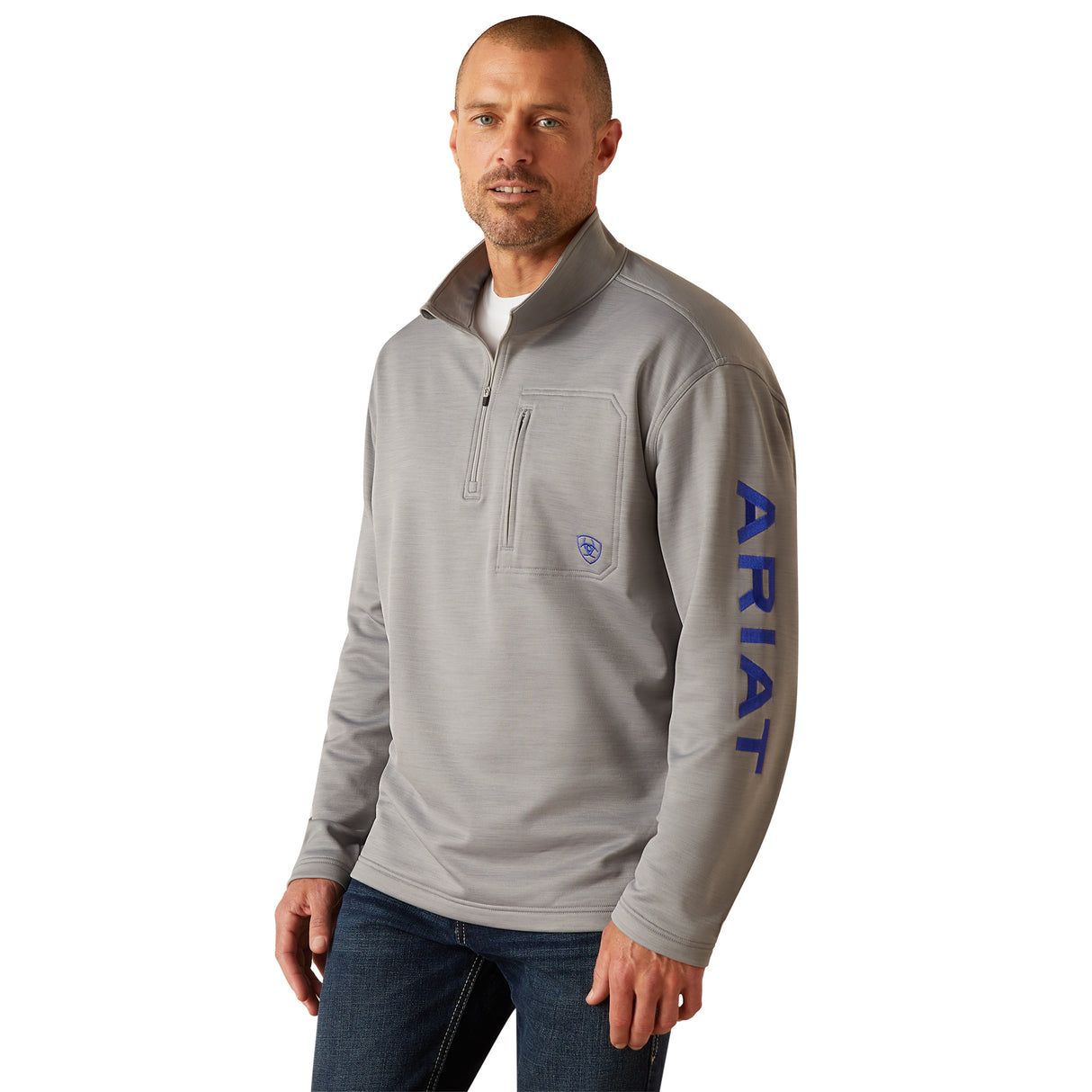 Ariat Men's Tek Team 1/2 Zip Sweatshirt Alloy Heather