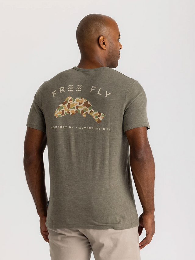 Free Fly Apparel Vintage Camo Redfish Pocket Tee - Heather Fatigue Heather Fatigue