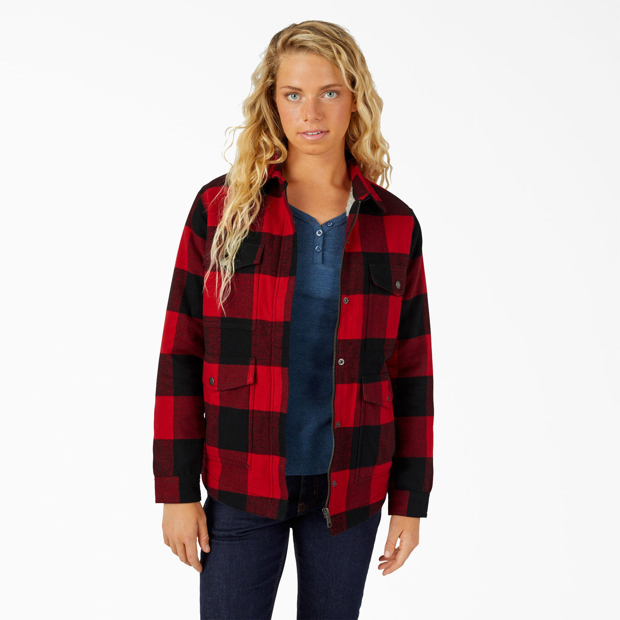 Dickies Women's Flannel Fleece Lined Chore Coat