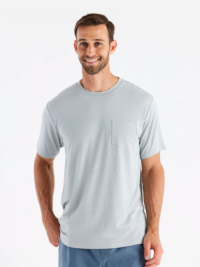 Free Fly Apparel Mens Bamboo Flex Pocket Tee - Heather Aspen Grey Heather Aspen Grey