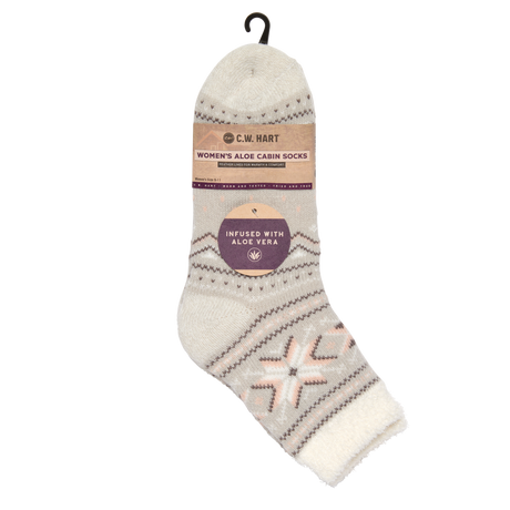 C.W. Hart Cozy Cabin Fairisle Sock With Aloe - High Rise/Marshmallow High Rise/Marshmallow