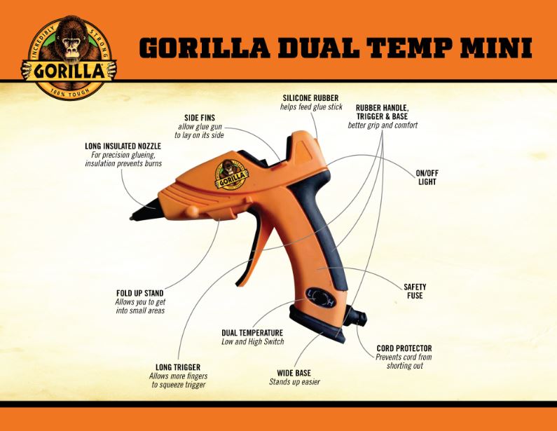 Gorilla Glue Dual Temperature Mini Hot Glue Gun