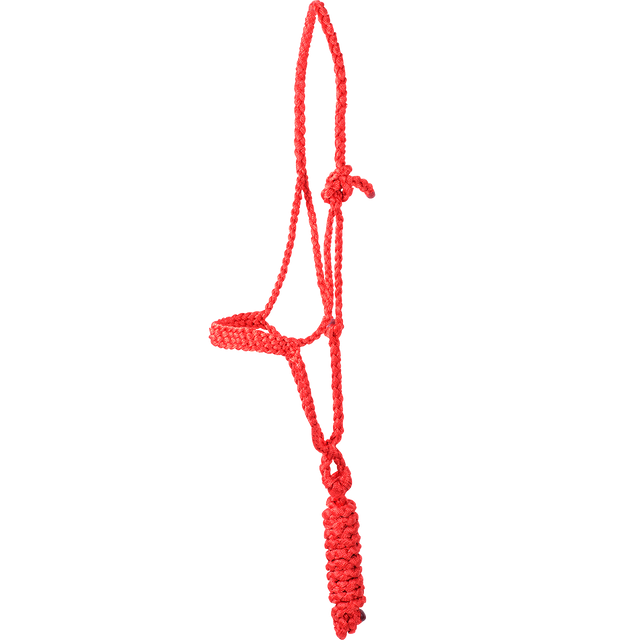 Classic Equine Flat Braid Halter and Leadrope - Red