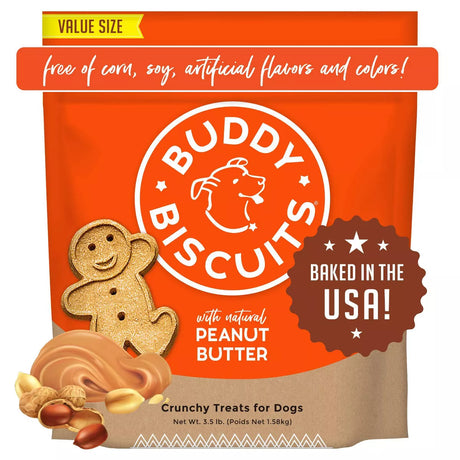 Buddy Biscuit Whole Grain Oven Baked Dog Treats (Peanut Butter) - 16oz & 3.5lbs / Peanut Butter