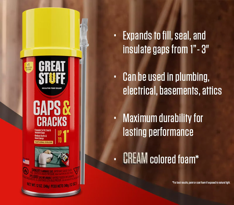 Great Stuff Gaps and Cracks Insulating Foam Sealant with Original Dispenser - 12oz