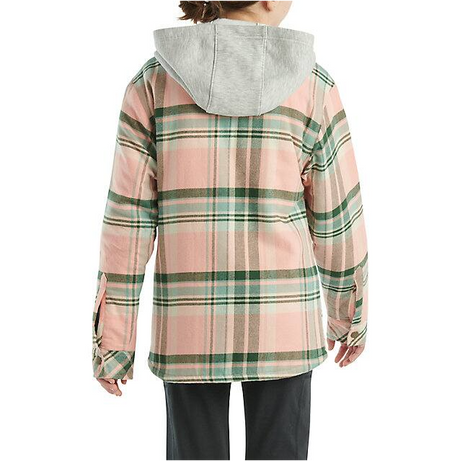 Carhartt Girls' Long-Sleeve Flannel Snap Front Hooded Shirt Jacket - Tropical Peach