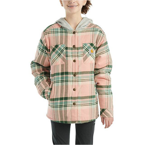 Carhartt フード付きチェックジャケット S Carhartt Girls' Long-Sleeve Flannel Snap Front Hooded Shirt Jacket