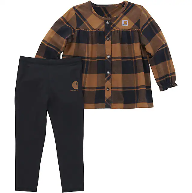 Carhartt Girls' Long-Sleeve Sweatshirt Print Legging 2pc Set - Black / Brown