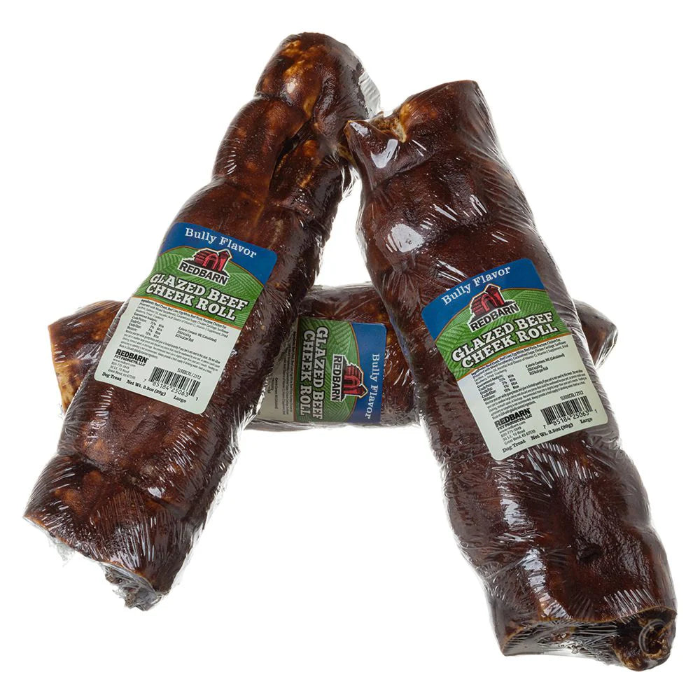 Redbarn Pet Products Glazed Beef Cheek Rolls Bully Flavor - Large