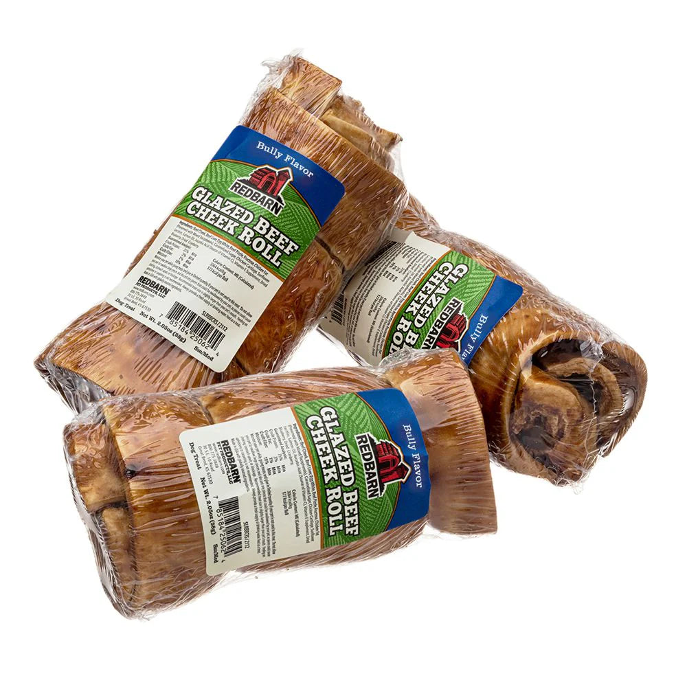 Redbarn Pet Products Glazed Beef Cheek Rolls Bully Flavor - Small