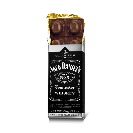 Goldkenn Swiss Chocolate 37% Milk Chocolate Bar with Jack Daniel’s Tennessee Whiskey Syrup Center