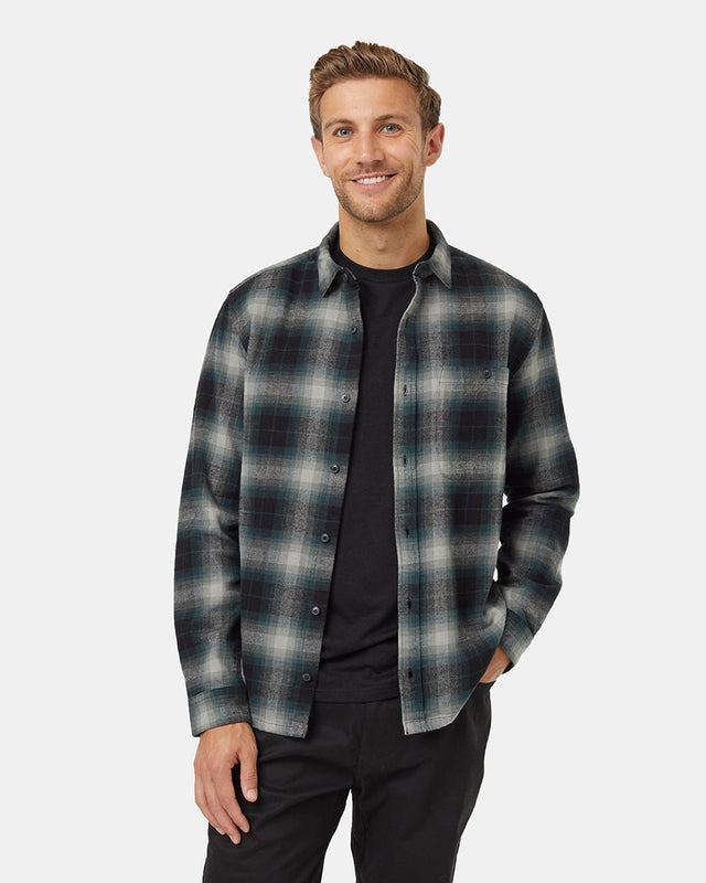 Tentree Men's Forest Flannel Shirt - Forest River Green Storm Plaid Forest River Green Storm Plaid