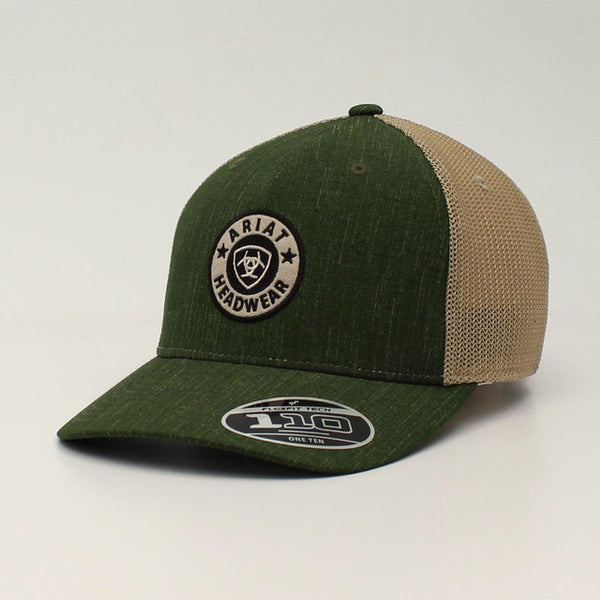 Ariat Mens FlexFit Patch Mesh Snapback Cap - Green Green / Tan