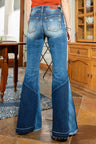 Miss Me Women's Denim Patched Super Flare K1350 Dark Blue