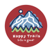 Life Is Good Happy Trails Mountain 4" Circle Sticker Faded red