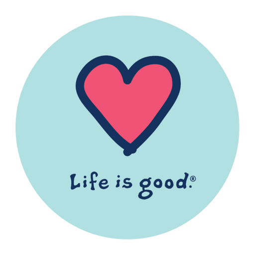 Life Is Good Heart Vintage 4" Circle Sticker Bermuda blue