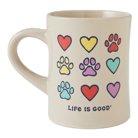 Life Is Good Hearts & Paws Diner Mug - Bone Bone