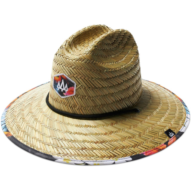 Hemlock Hats Big Kid's Koa Straw Hat Hawaiian Floral Print