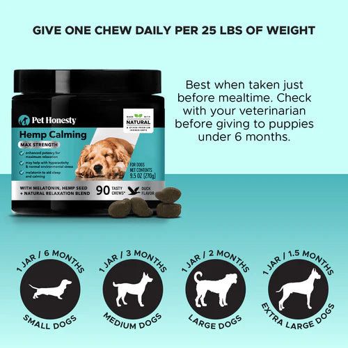 Pet Honesty Hemp Calming Max Strength Supplement Chews - Duck