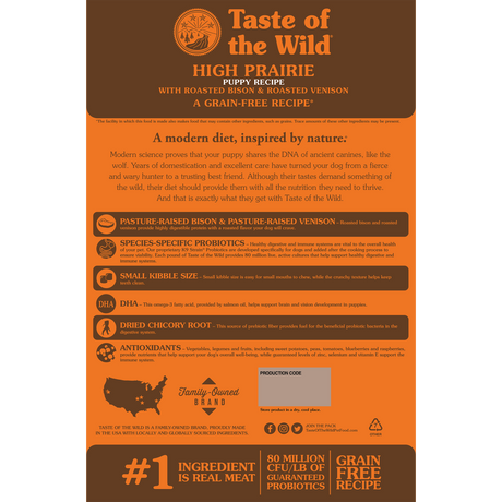 Taste of the Wild High Prairie Puppy Recipe with Roasted Bison & Roasted Venison - 14 LB