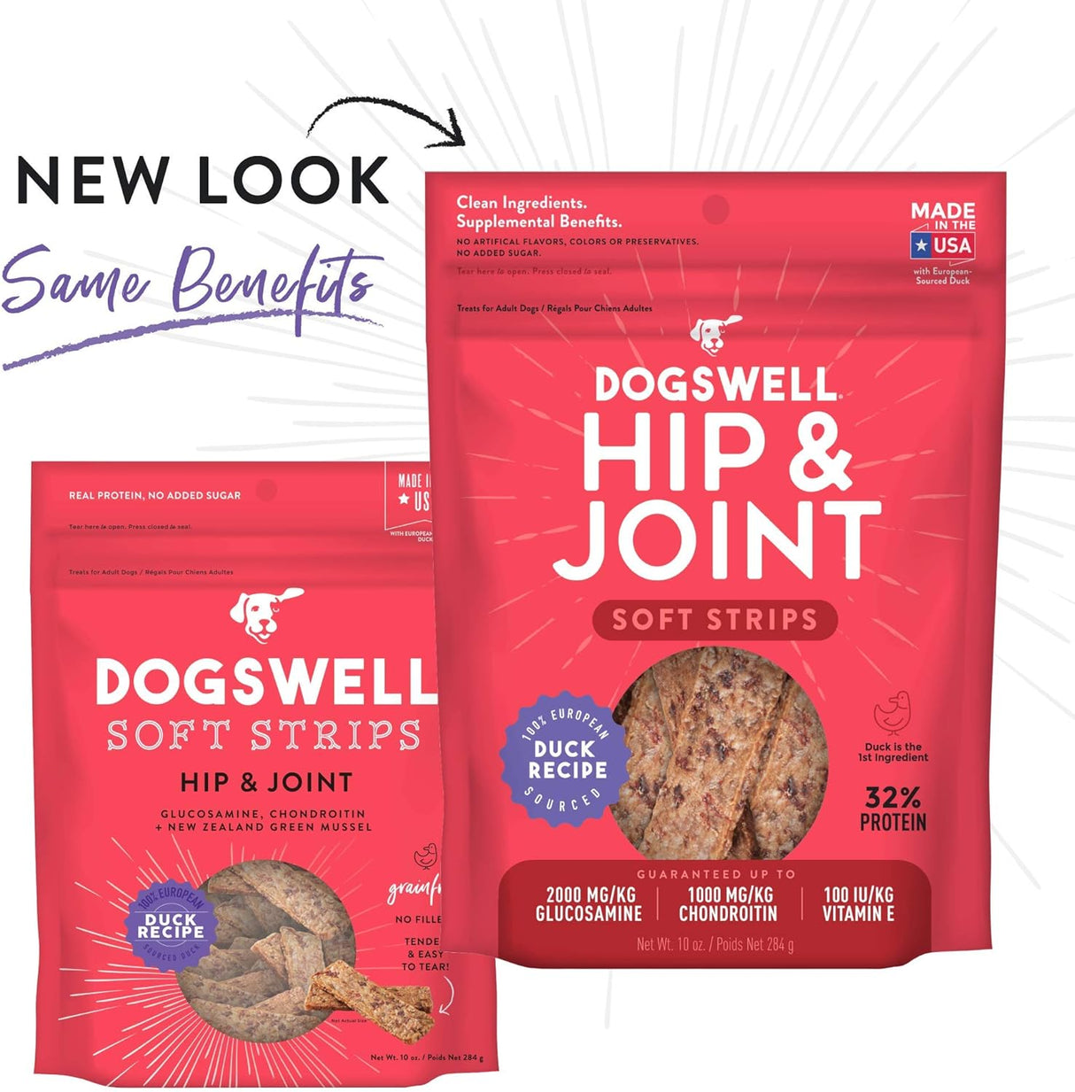 Dogswell Hip & Joint Soft Strips Dog Treats (Duck Recipe) - 10oz