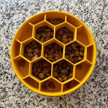 SodaPup Honeycomb Design Slow Feeder Bowl for Dogs - Yellow