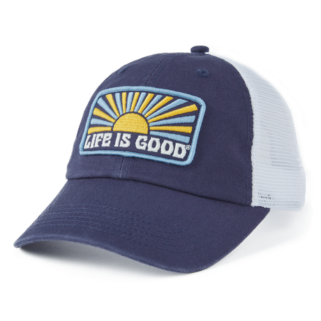 Life Is Good Horizontal Sunburst Soft Mesh Back Cap - Darkest Blue Darkest Blue