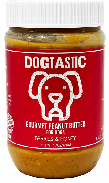 SodaPup Dogtastic Gourmet Peanut Butter for Dogs - Berries & Honey Flavor - 17oz. Berries & Honey