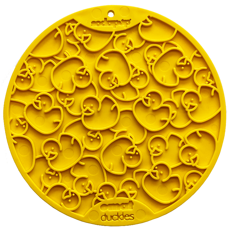 SodaPup Duckies Design Lick Mat with Suction Cups - Yellow Yellow