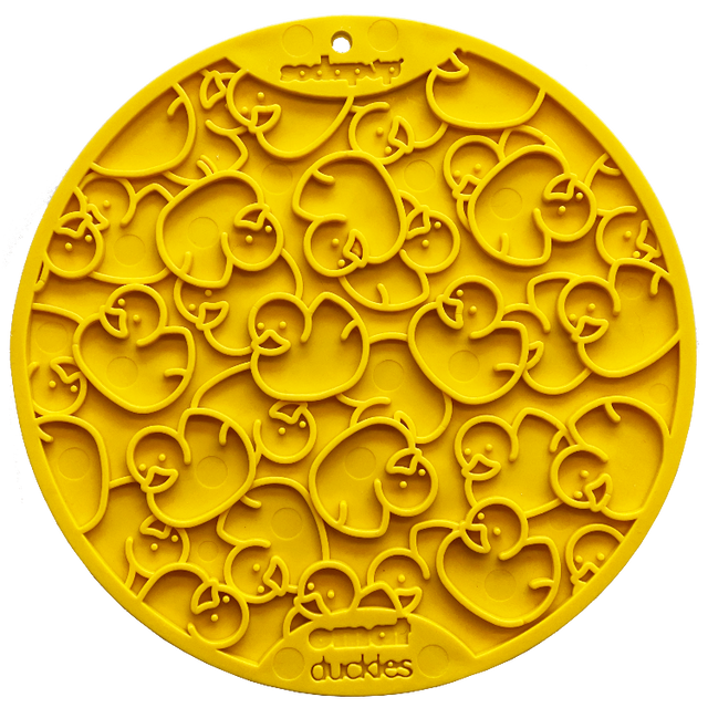 SodaPup Duckies Design Lick Mat with Suction Cups - Yellow Yellow