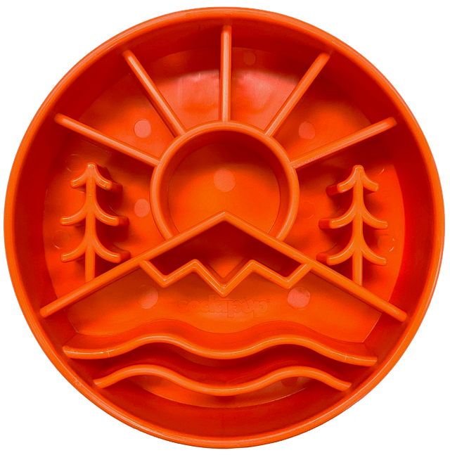 SodaPup Great Outdoors Design Slow Feeder Bowl for Dogs - Orange Orange