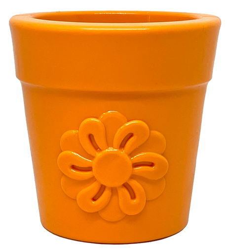 SodaPup PUP-X Rubber Treat Dispenser & Enrichment Toy - Flower Pot - Orange Orange