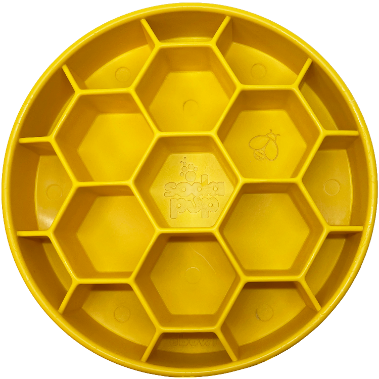 SodaPup Honeycomb Design Slow Feeder Bowl for Dogs - Yellow Yellow