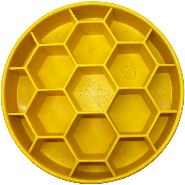 SodaPup Honeycomb Design Slow Feeder Bowl for Dogs - Yellow Yellow