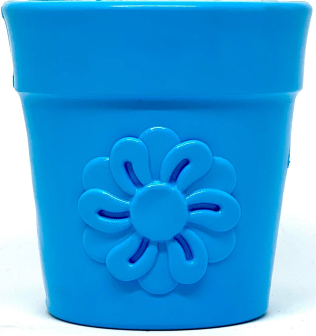 SodaPup PUP-X Rubber Treat Dispenser & Enrichment Toy - Flower Pot - Blue Blue