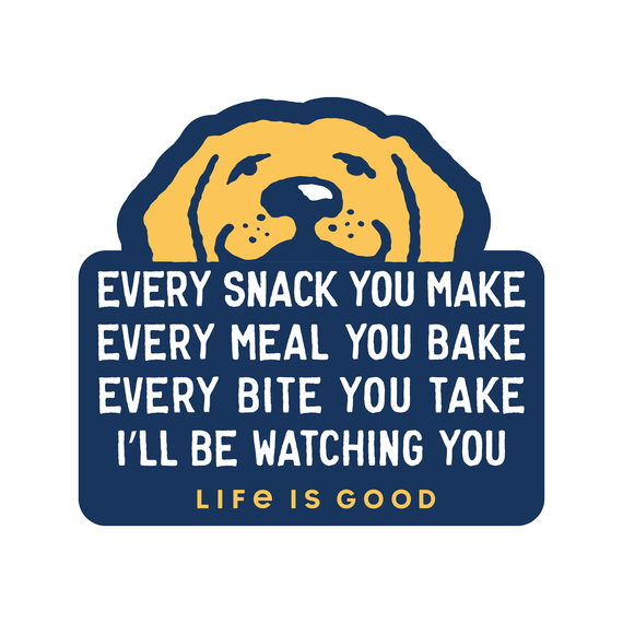 Life Is Good I'll Be Watching You Yellow Lab Small Die Cut Decal Darkest blue