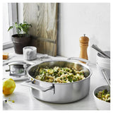 Demeyere Industry 5-Ply 4 QT Stainless Steel Deep Sauté Pan with Double Handle and Lid