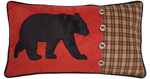 Carstens Inc Bear And Buttons Pillow Red brown