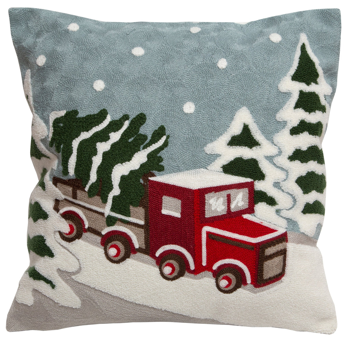 Carstens Inc Snow Truck Holiday Pillow