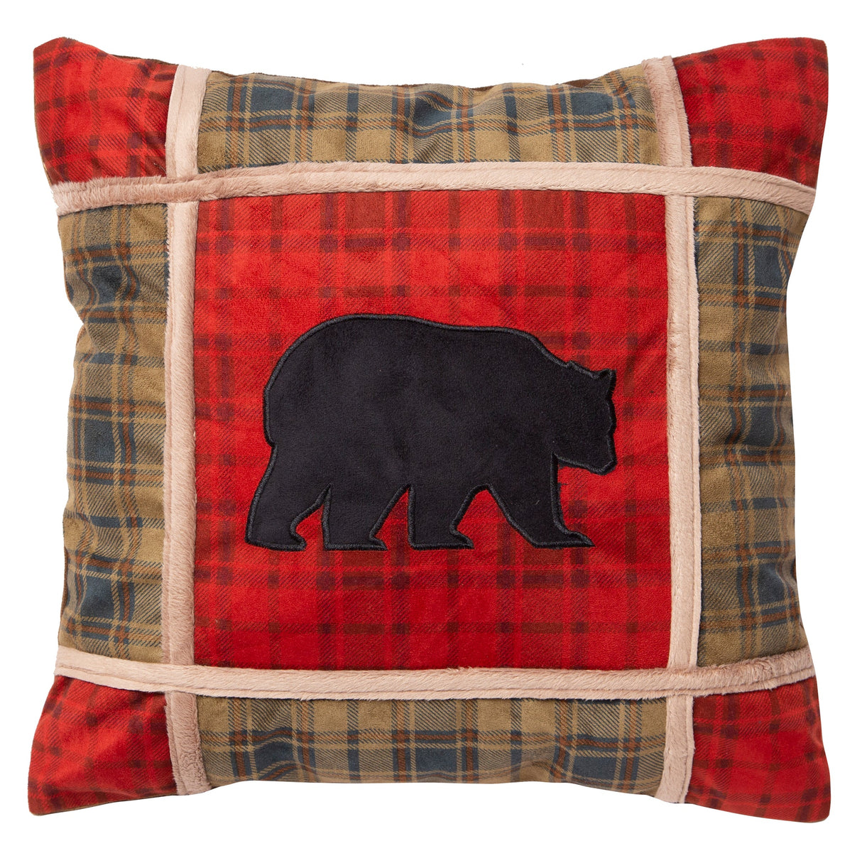 Carstens Inc Red Plaid Bear Pillow Red