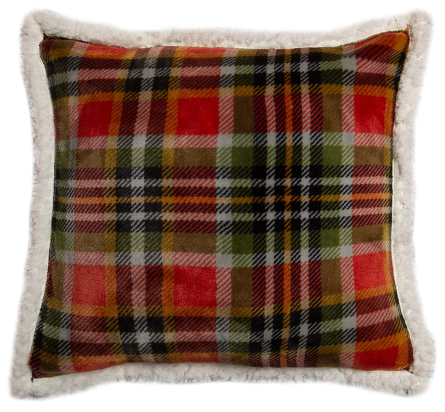 Carstens Inc Rust And Sage Plaid Plush Pillow Rust sage