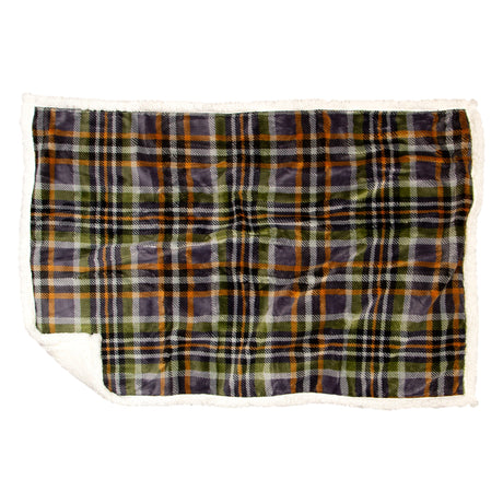 Carstens Inc Dog Throw Grey Plaid Sherpa Grey